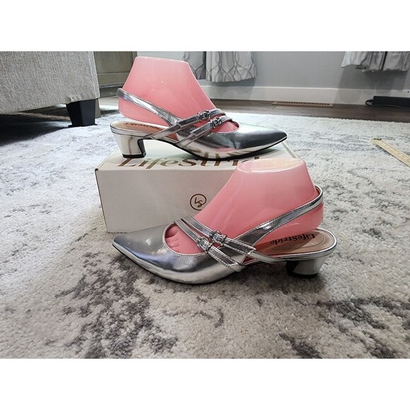 Life Stride Shoes - LifeStride Monique slingback pumps in silver metallic faux leather Women’s 8 NEW